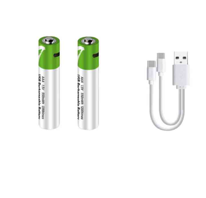 Smartools 1.5V Type-C Rechargeable AAA Batteries (2-Pack) with Type-C Cable